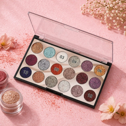 Miss Rose 18 Color Glitter Eyeshadow Palette