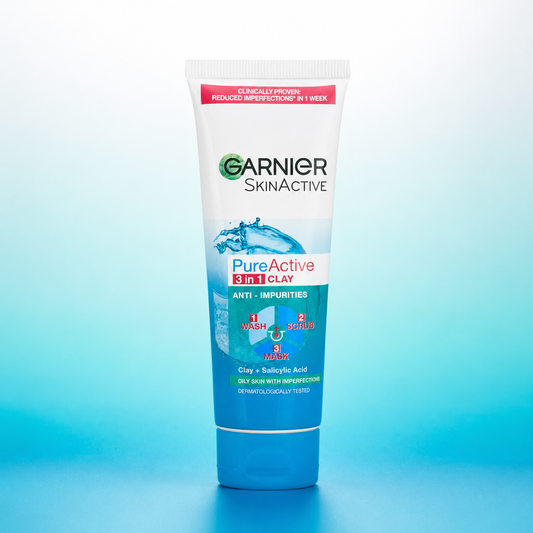 Garnier SkinActive Pure Active 3-in-1 Clay Wash + Scrub + Mask Anti-Impurities Face Wash 50ml