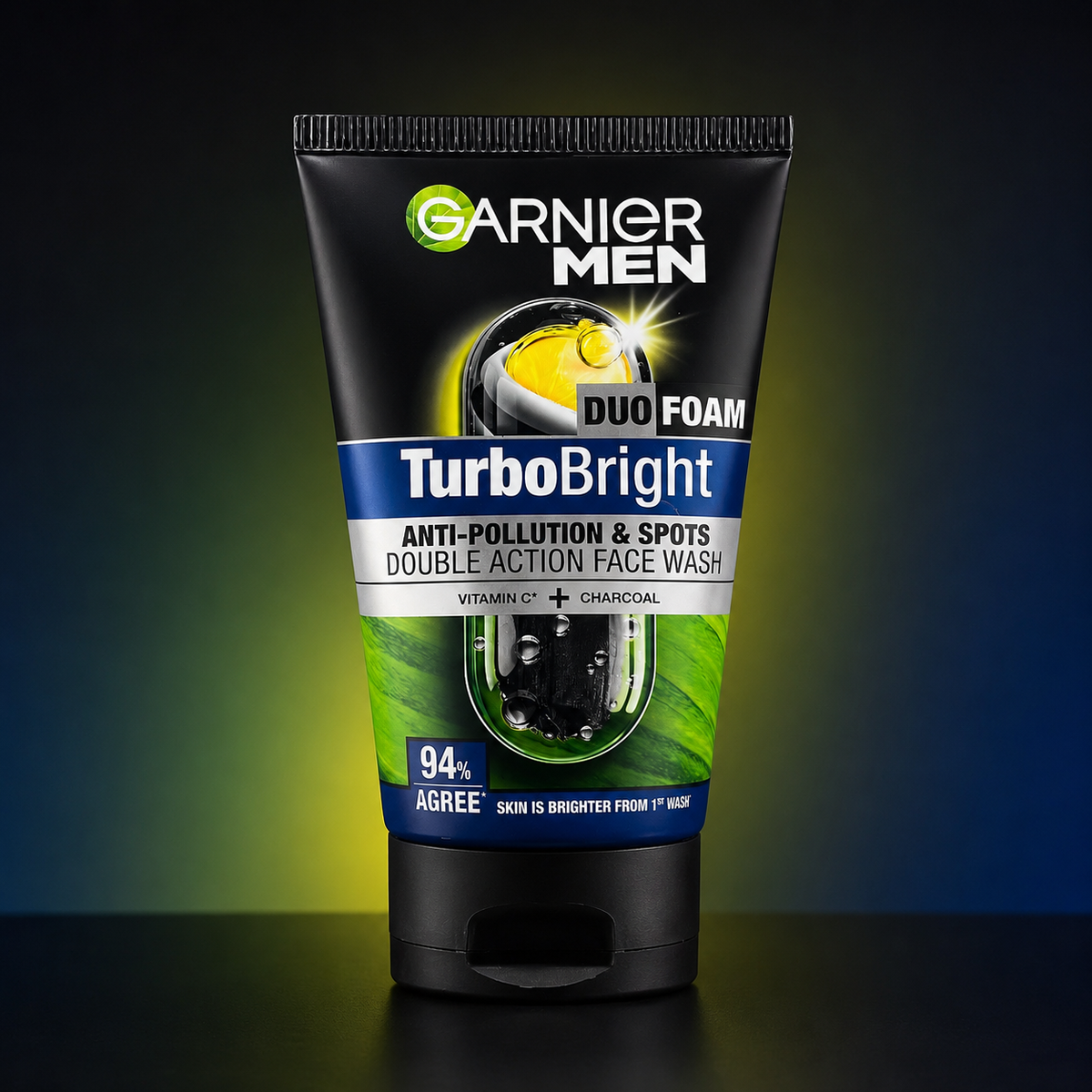 Garnier Men TurboBright Duo Foam Anti-Pollution & Spots Double Action Face Wash 100ml
