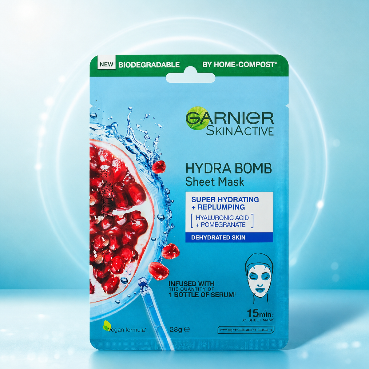 Garnier SkinActive Hydra Bomb Super Hydrating & Replumping Sheet Mask with Hyaluronic Acid + Pomegranate 28g