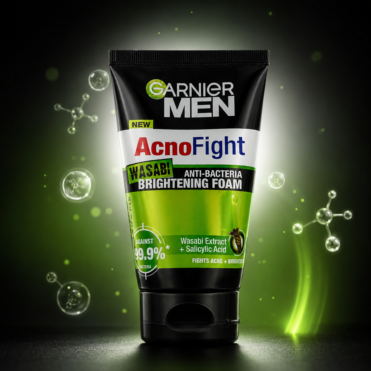 Garnier Men AcnoFight Wasabi Anti-Bacteria Brightening Foam Face Wash (50ml / 100ml)