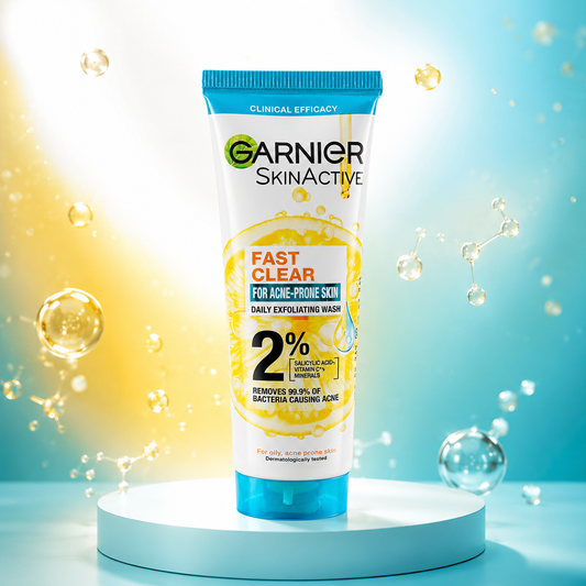Garnier SkinActive Fast Clear 2% Daily Exfoliating Face Wash for Acne-Prone Skin (50ml / 100ml)