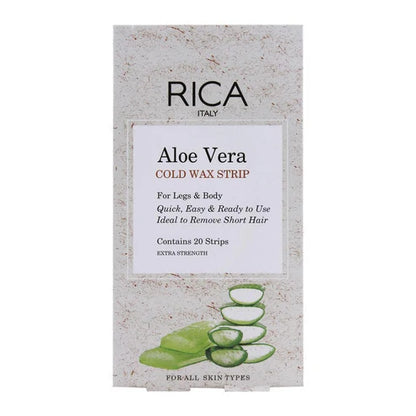 RICA Aloe Vera Cold Wax Strips for Legs & Body – 20 Strips
