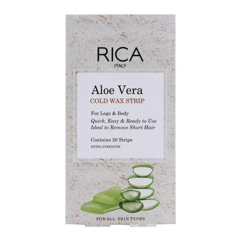 RICA Aloe Vera Cold Wax Strips for Legs & Body – 20 Strips