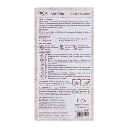 RICA Aloe Vera Cold Wax Strips for Legs & Body – 20 Strips