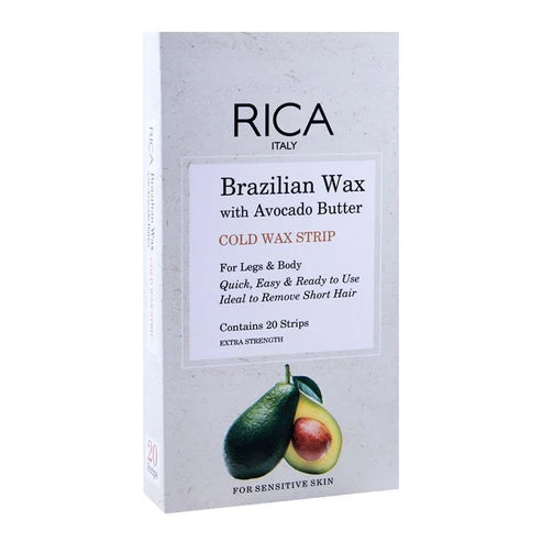 RICA Avocado Cold Wax Strips for Legs & Body – 20 Strips