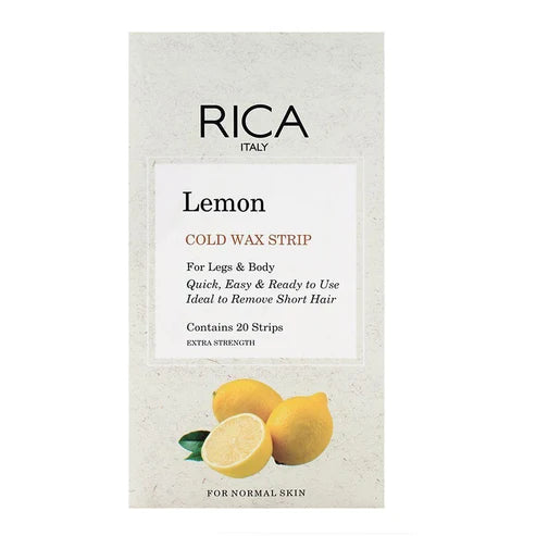 RICA Lemon Cold Wax Strips for Legs & Body – 20 Strips